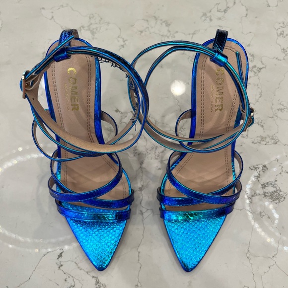 Holographic Mermaid 🧜‍♀️ snake embossed, 5” heel women’s sandals, Euro size 37 - Picture 6 of 13